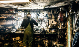 man working in the garage