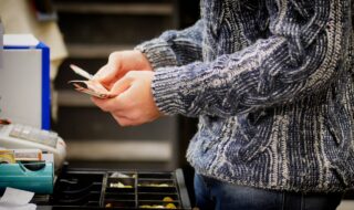 Cashier ringing up sales