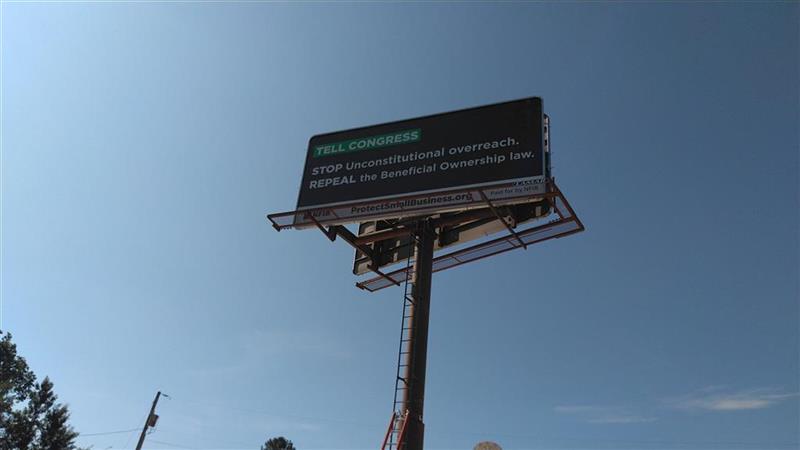 NFIB billboard in Arkansas urging Congress to repeal BOI. - NFIB