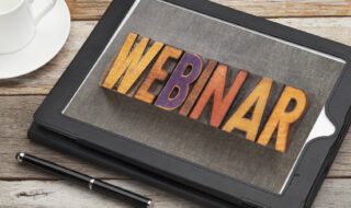 Tablet with the word WEBINAR on it in a 3d effect