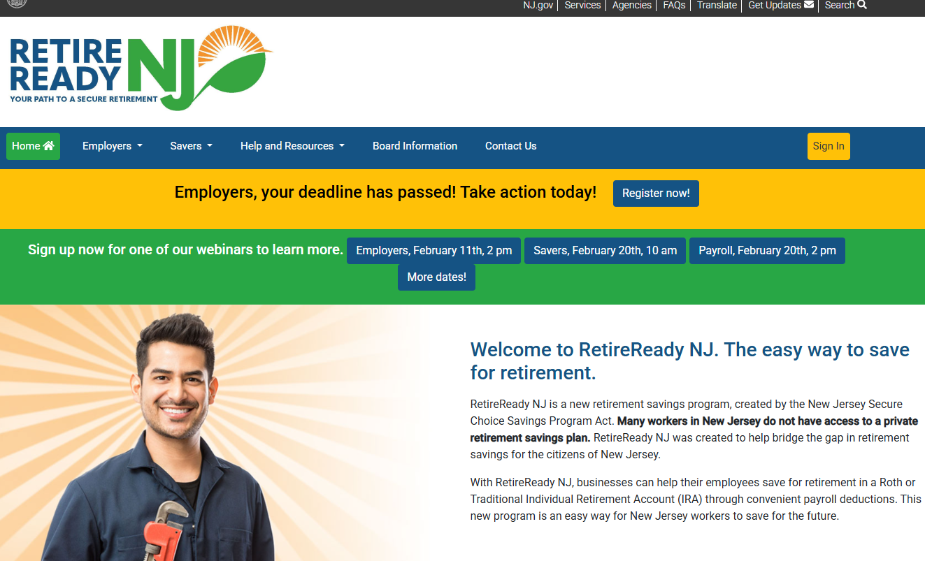 NJ RetireReady NJ Feb 2025 screenshot - NFIB